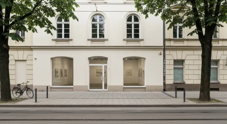 Mala galeria sztuki wspolczesnej na parterze przedwojennej kamienicy na krakowskiej Krowodrzy