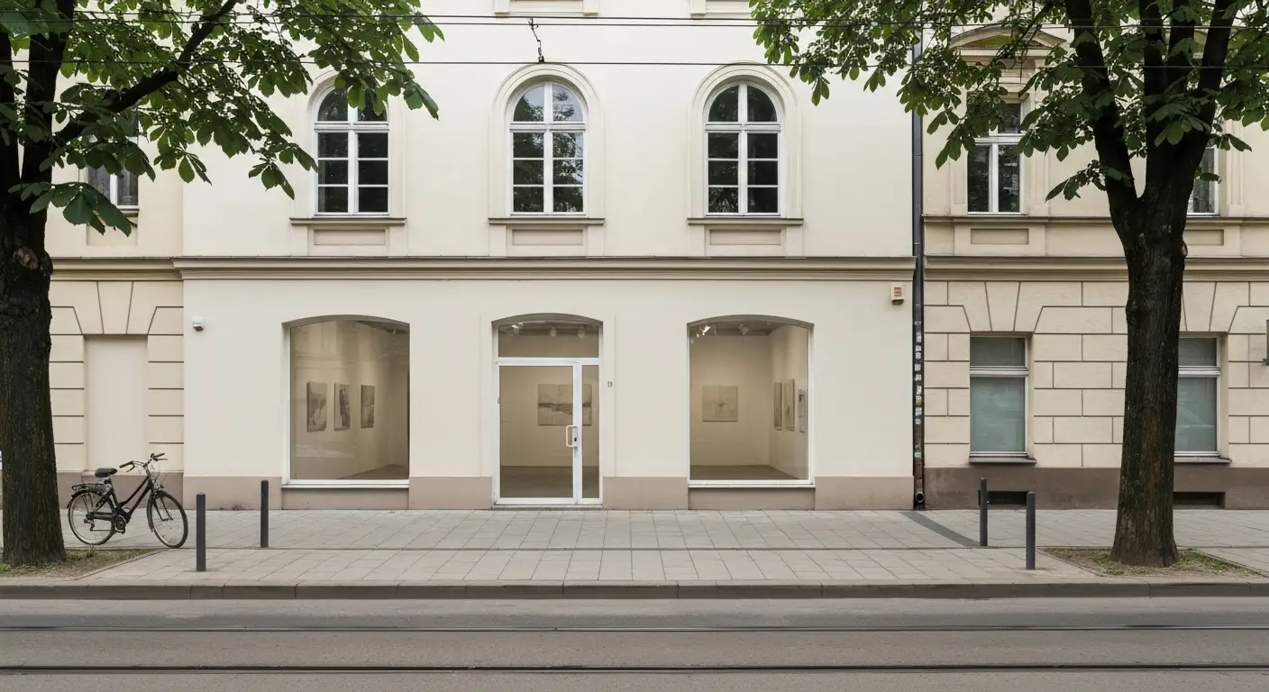 Mala galeria sztuki wspolczesnej na parterze przedwojennej kamienicy na krakowskiej Krowodrzy